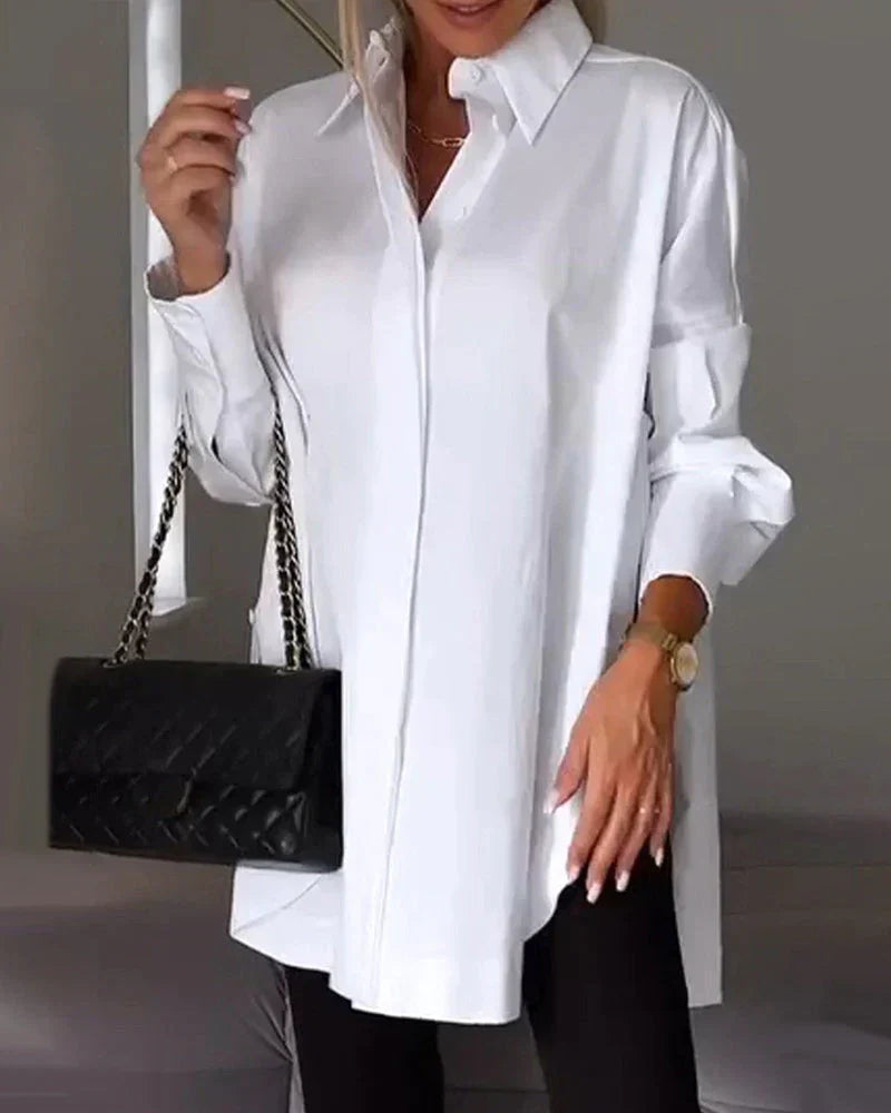 Lapel Collar Long Sleeve Button Shirt
