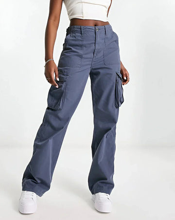 Adjustable Waist Straight Leg Cargo Pants