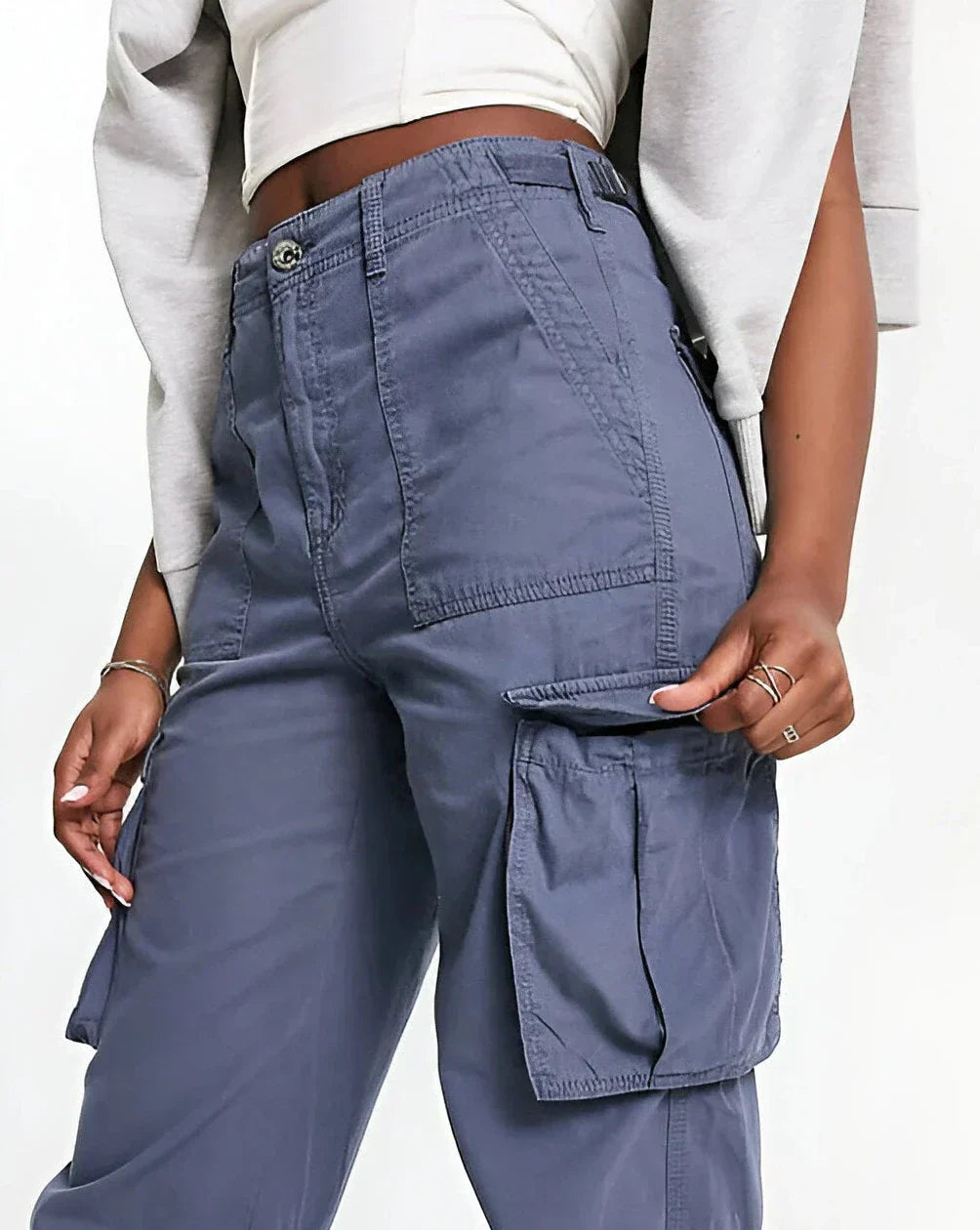 Adjustable Waist Straight Leg Cargo Pants