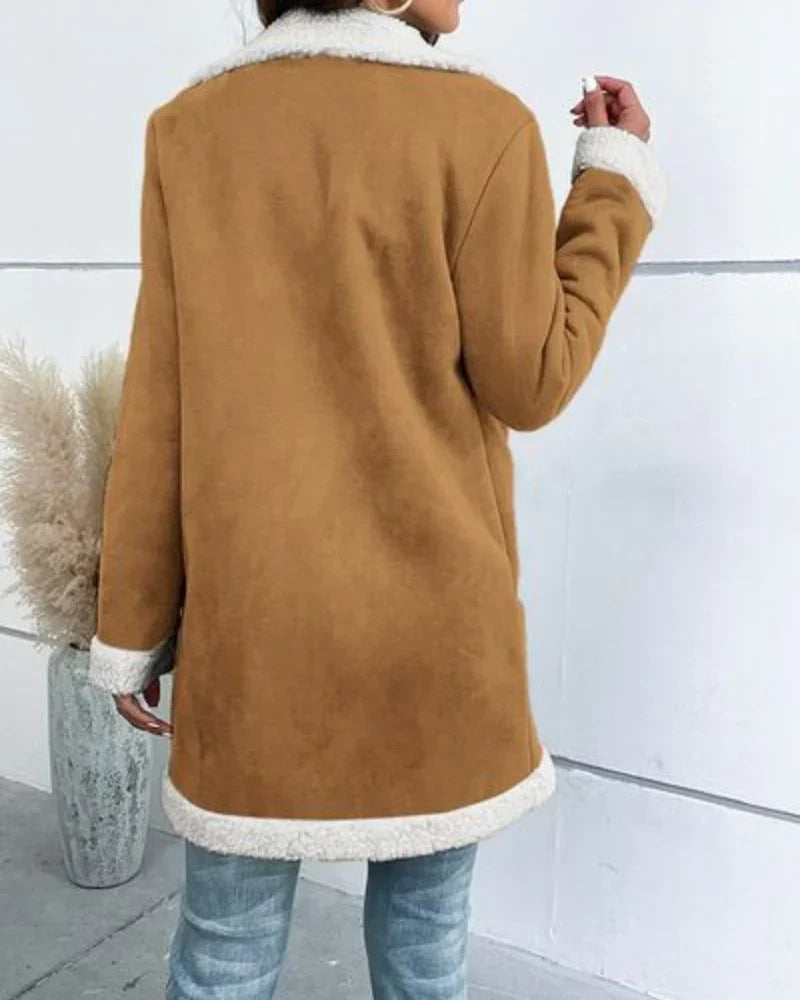 Camel Sherpa Trim Coat