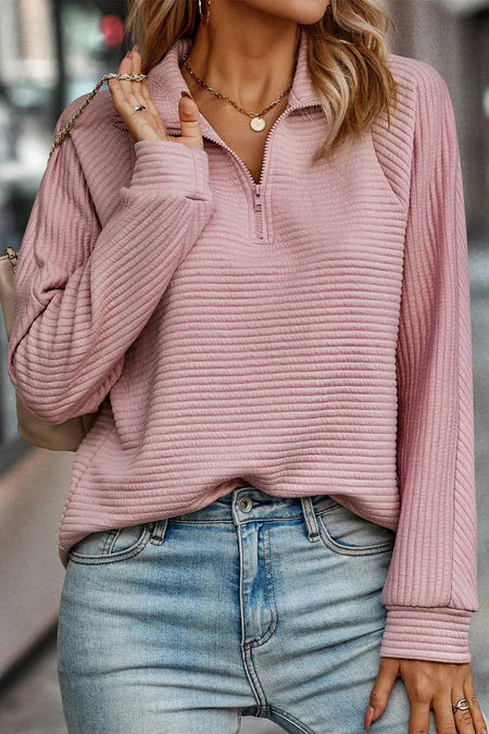Quarter Zip High Neck Sweatshirt