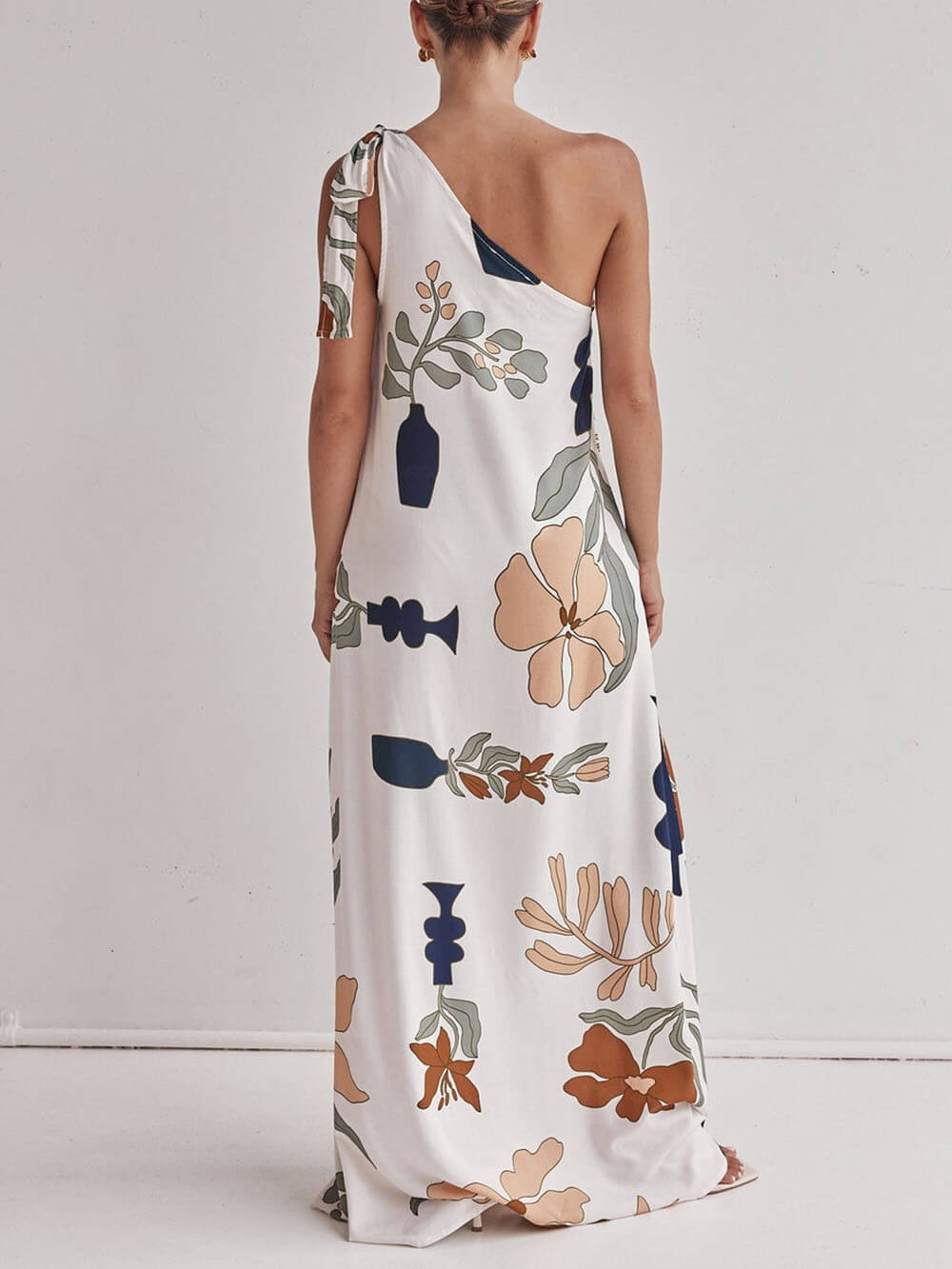 Maxi-jurk met één schouderprint