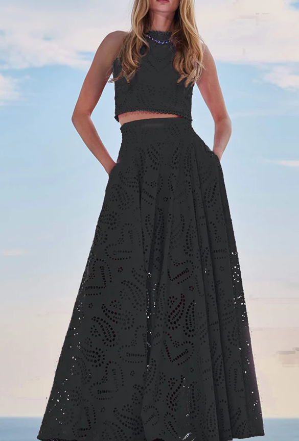 Geborduurde kanten crop topset