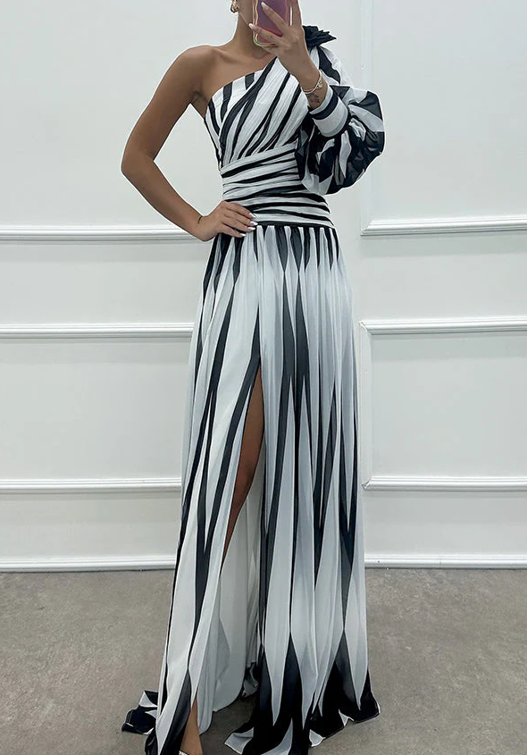 Geprinte maxi-jurk met rozenhanger