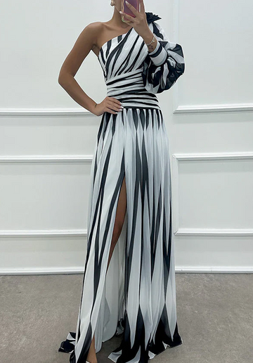 Geprinte maxi-jurk met rozenhanger