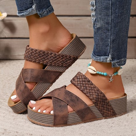 Woven Platform Slide Sandals