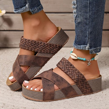 Woven Platform Slide Sandals