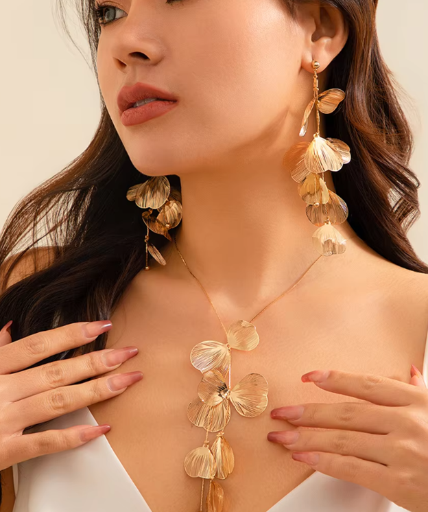Ginkgo blad kwast hanger ketting set