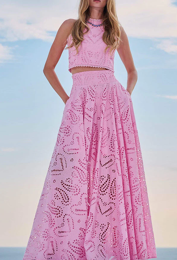 Geborduurde kanten crop topset
