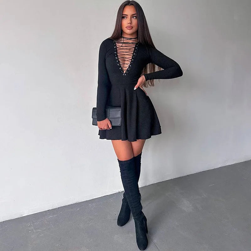 Scarlett geribbelde mini-jurk