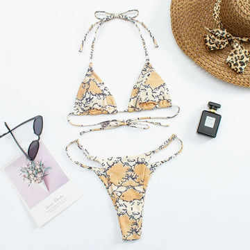 Microbikini met slangenpatroon
