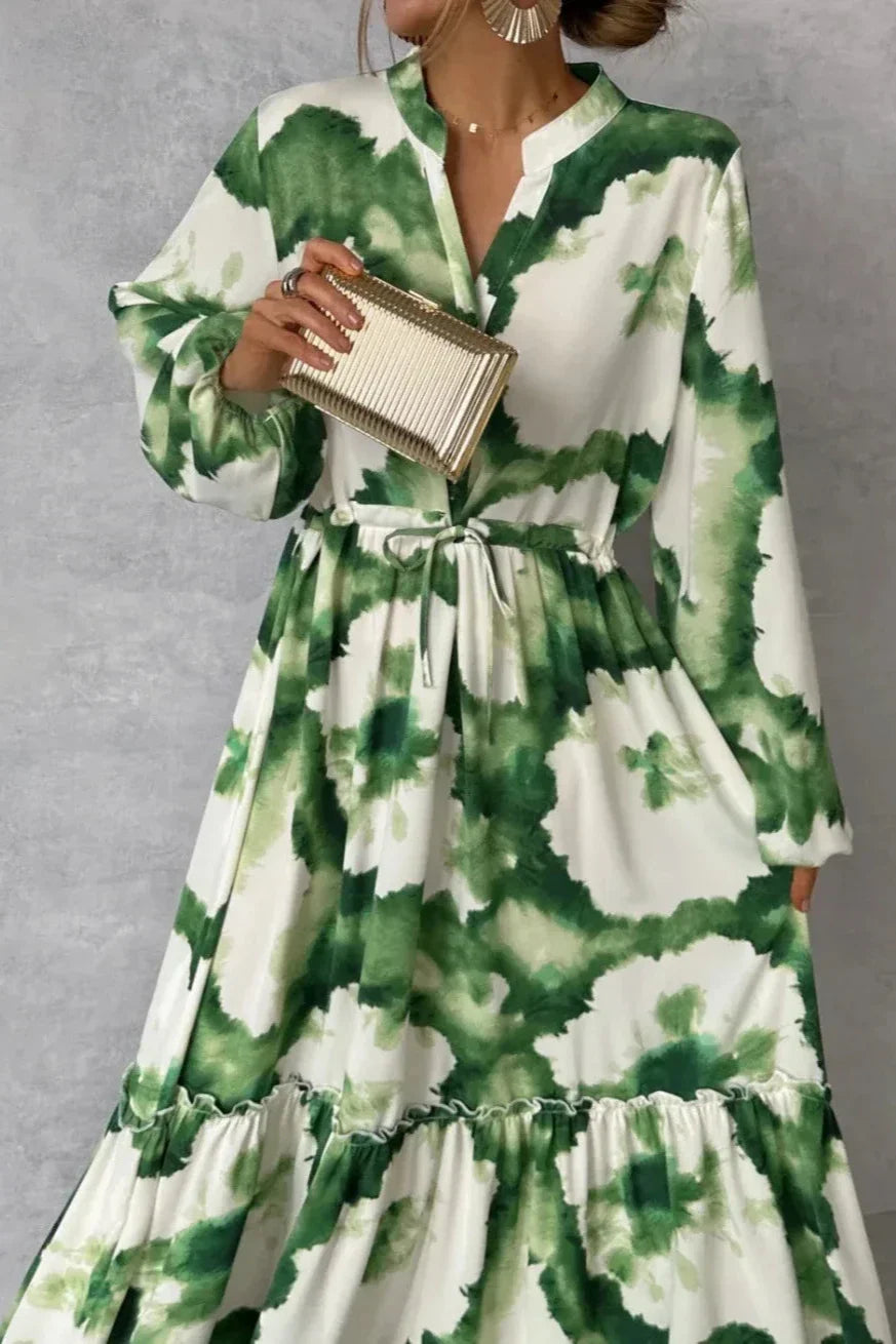Watercolor Tie Waist Maxi Dress