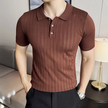 Paul Slim Gebreid Poloshirt