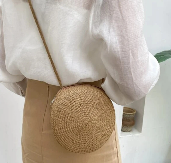 Woven Circle Crossbody Bag