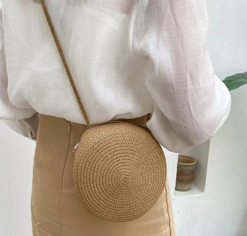 Woven Circle Crossbody Bag