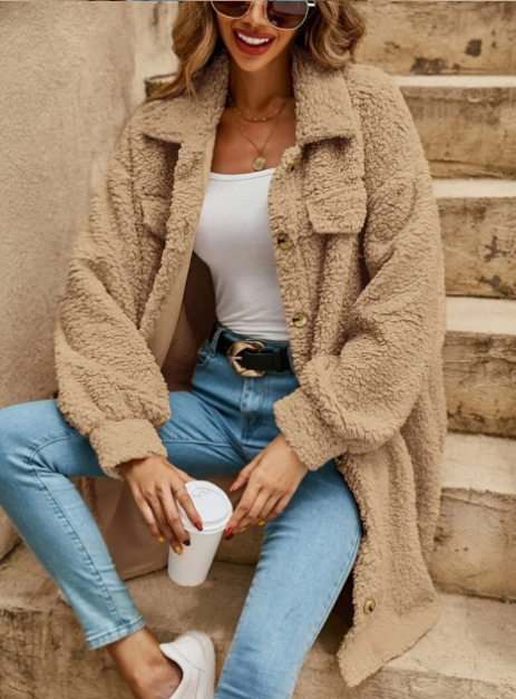 Oversized Teddy Button-Up Coat