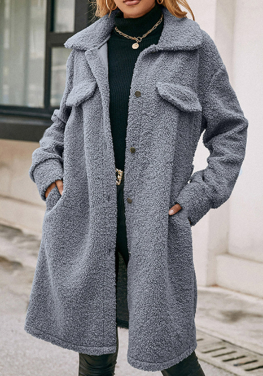 Lange teddyjas met knoopjes