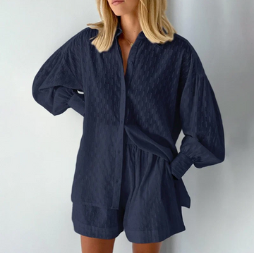 Set van oversized top met lange mouwen en relaxte shorts