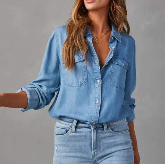 Relaxed Fit Soft Denim Button Shirt