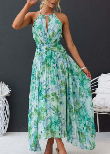 Elisa Flower geplooide jurk