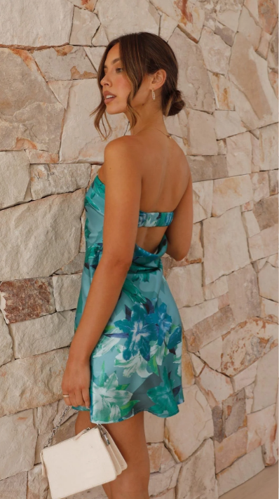 Ria Floral Strapless Mini-jurk