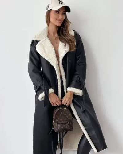 Longline Faux Shearling Trench