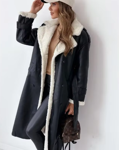 Longline Faux Shearling Trench
