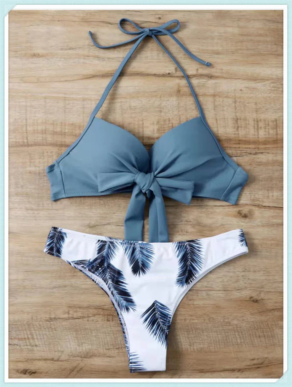 Haltertop bedrukt 2-delig badpak