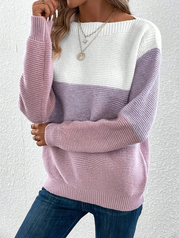 Multicolor Boat Neck Sweater