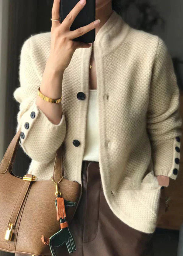 Grofgebreide wolmix cardigan