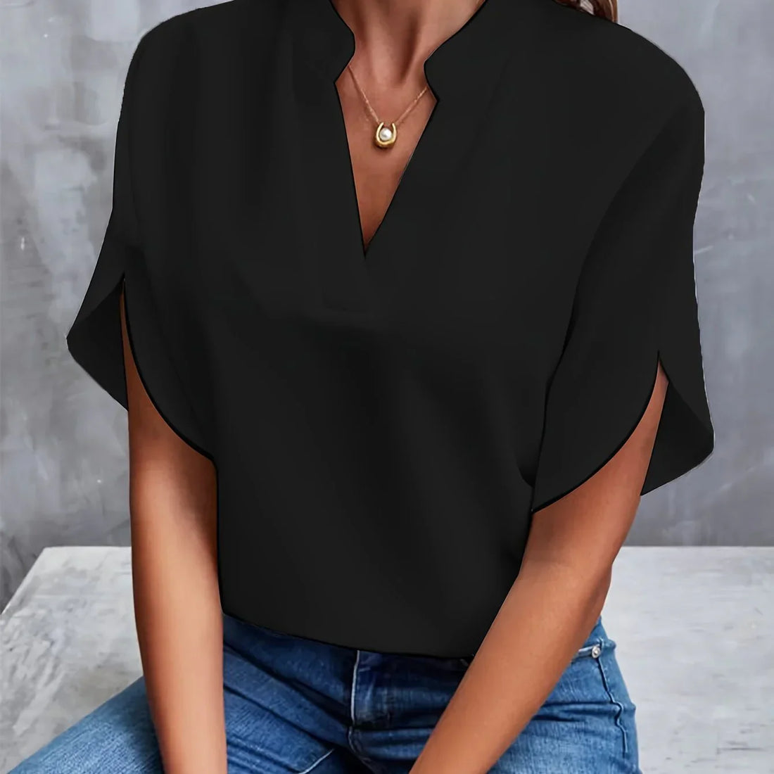 Soft Drape Button Front Blouse